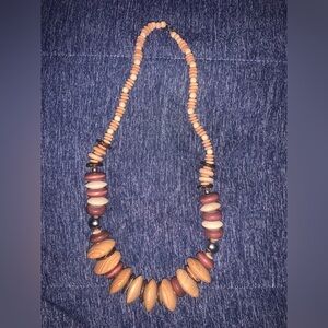 Wooden Brown and Tan Beaded Necklace